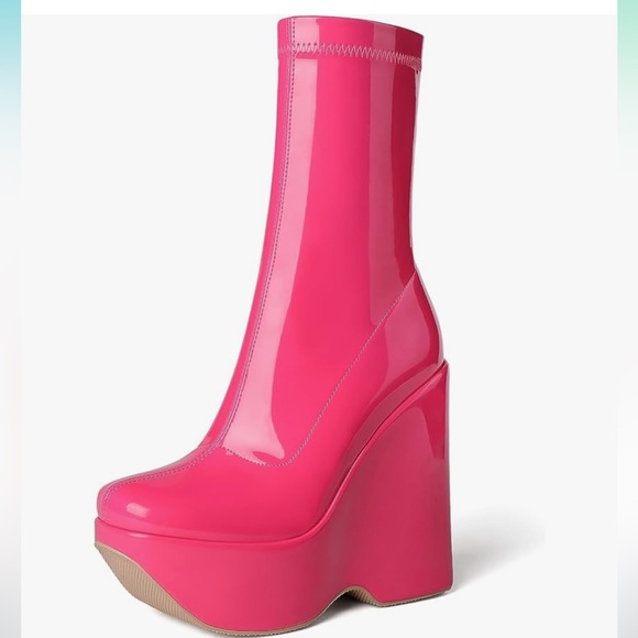 New Shop sun gurg Platform Ankle Boots for Women Wedges Narrow Mid-Calf Boot - Picture 6 of 10